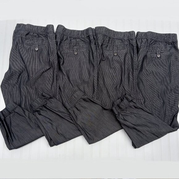 CHEF WORKS Jogger Pants Mens XXL 2XL Black White Stripe Gray Elastic Relaxed 257 - Picture 1 of 16